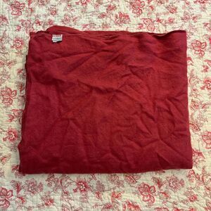 New Red LL Bean Herringbone 100% Wool Very Large Woven Blanket!